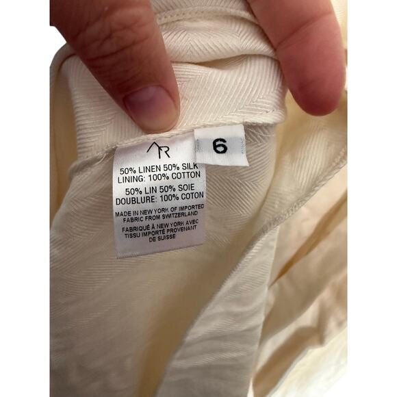 Alejandra Alonso Rojas prairie cream dress silk and linen blend midi - Picture 3 of 8